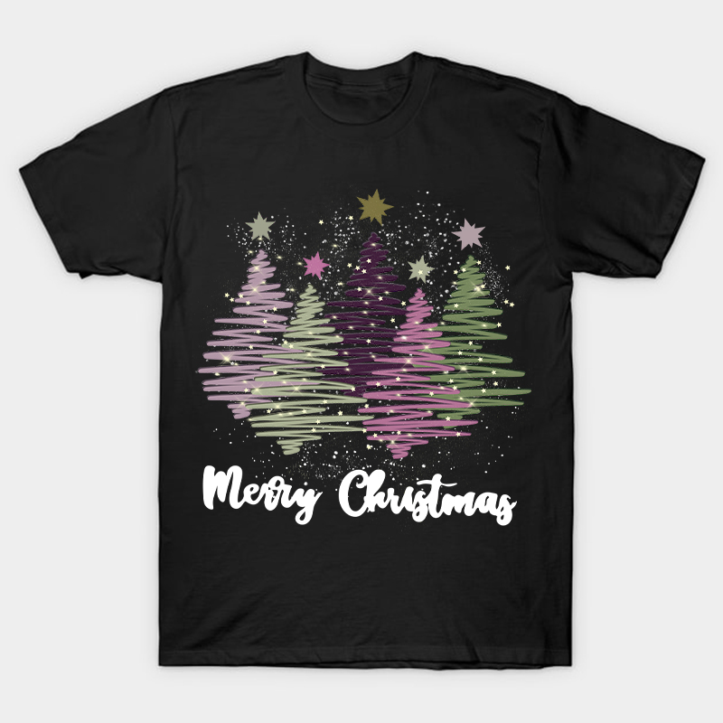 Merry Christmas Colorful Trees Nurse T-Shirt