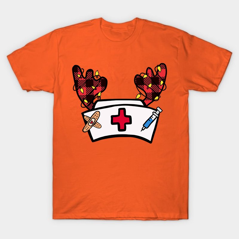 Christmas Elk Nurse Hat Nurse T-Shirt