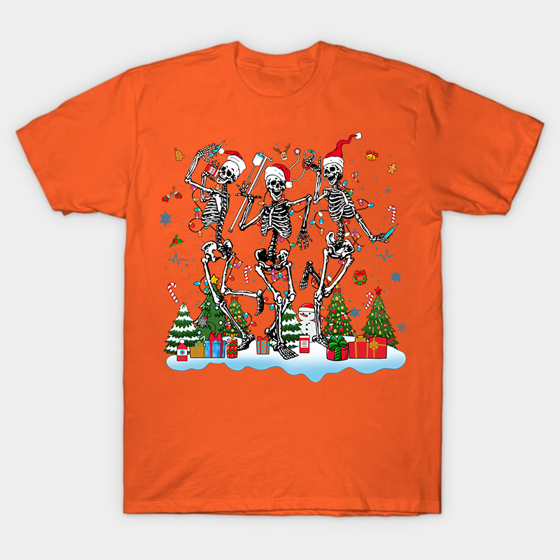 Skeletons Celebrate Christmas Nurse T-Shirt