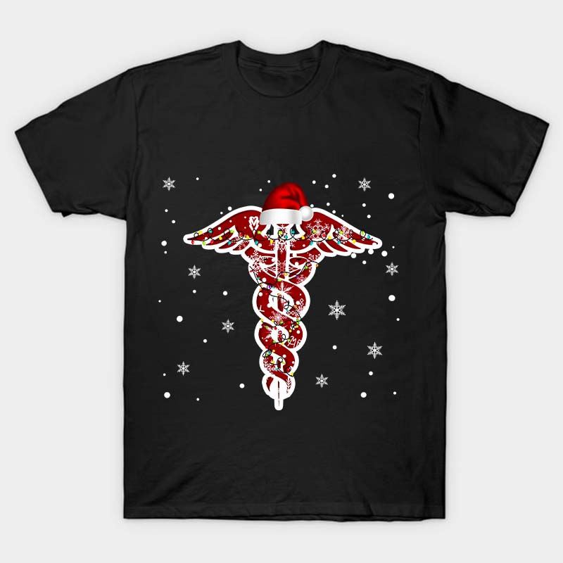 Christmas Rod of Asclepius Nurse T-Shirt