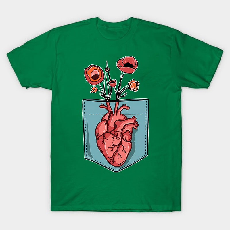 Cardiac Heart Flower Nurse T-Shirt