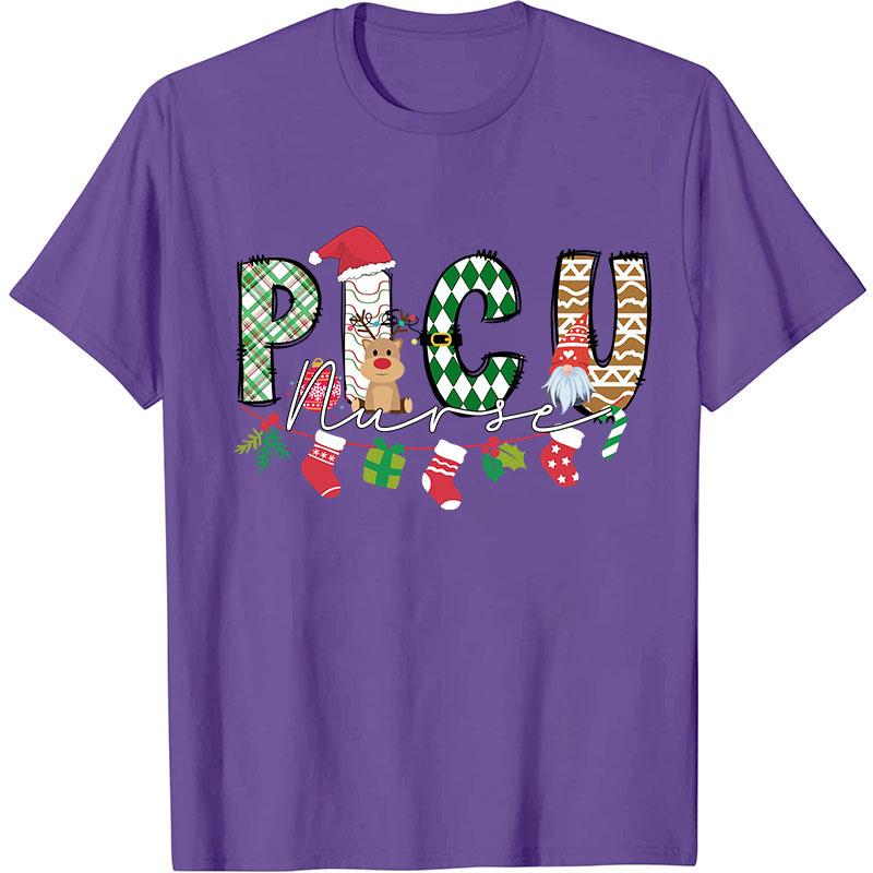 Personalized Cute Christmas Elements Nurse T-Shirt