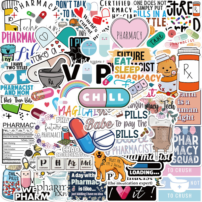 50PCS Veterinary Hospital Pharmacist Nurse Stickers