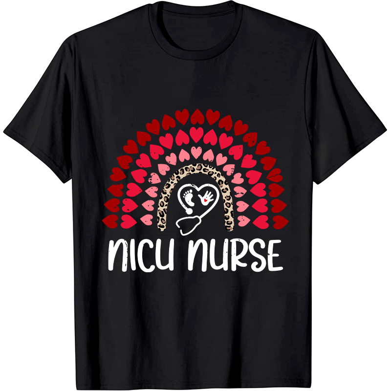 Heart Rainbow Nicu Nurse T-Shirt