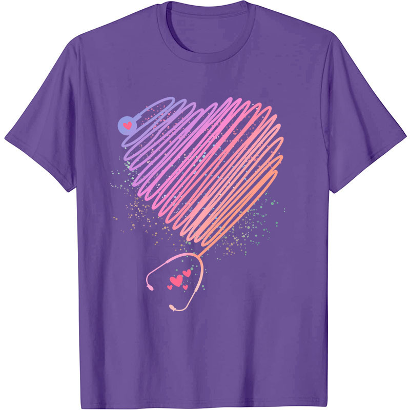 Colorful Love Stethoscope Nurse T-Shirt