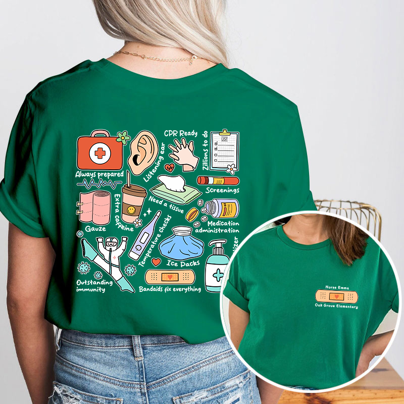 Personalized School Nurse Two Sided T-Shirt