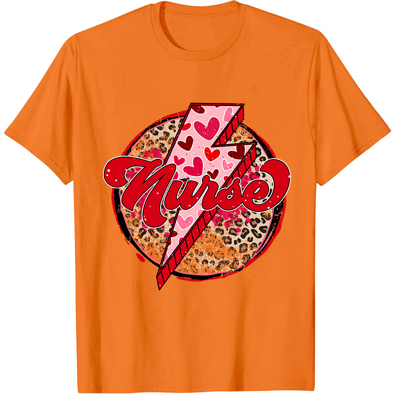 Pink Leopard Lightning Nurse T-Shirt
