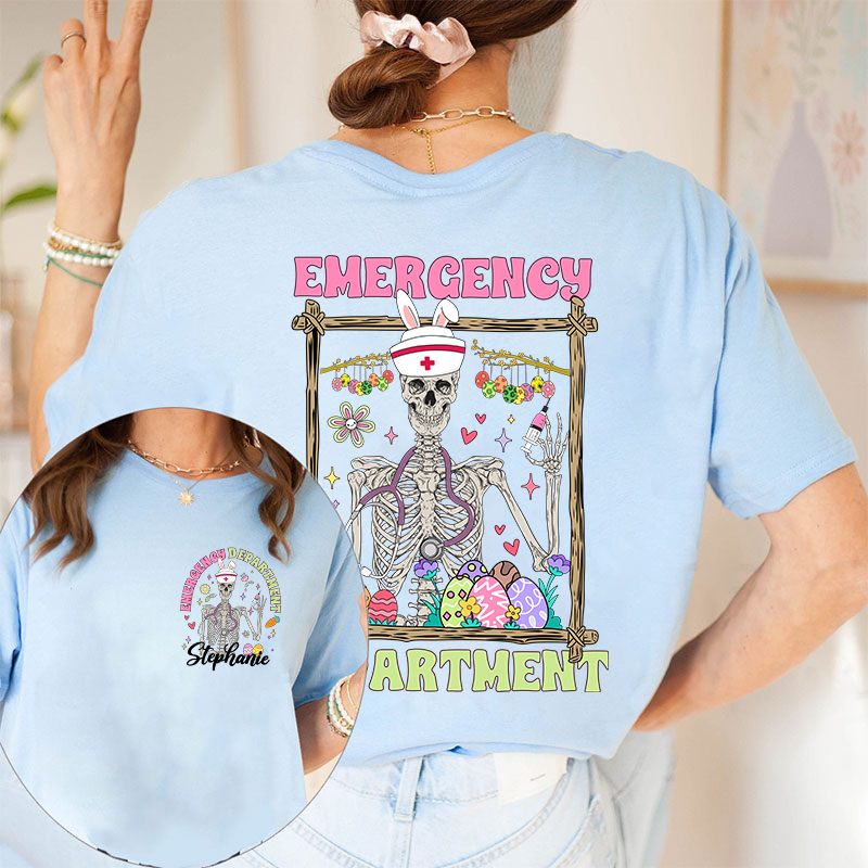 Easter Skeleton Emergency Department Nurse Two Sided T-Shirt