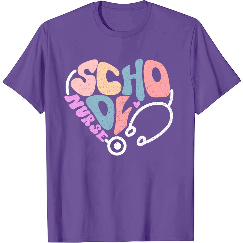 School Nurse Heart Stethoscope Nurse T-Shirt