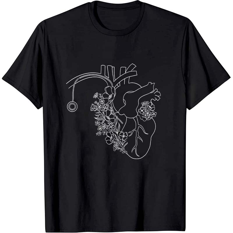 Blooming Flower Heart Nurse T-Shirt