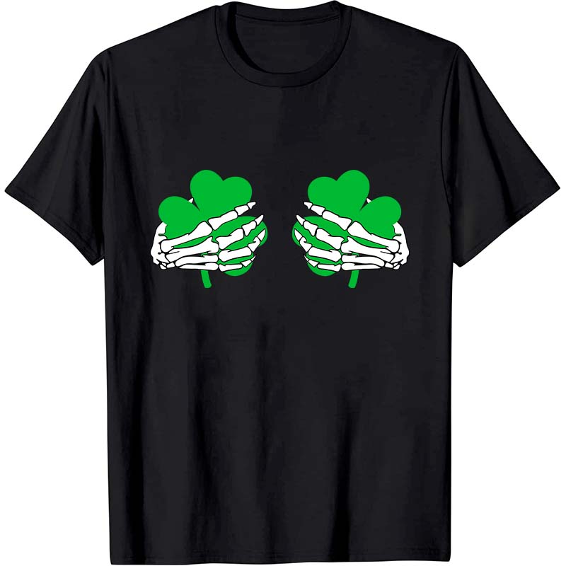 Shamrock Hand Skeleton Nurse T-Shirt