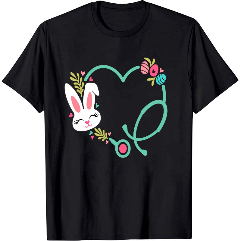 Easter Bunny Heart Stethoscope Nurse T-Shirt