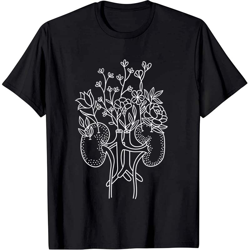 Floral Kidneys Nurse T-Shirt