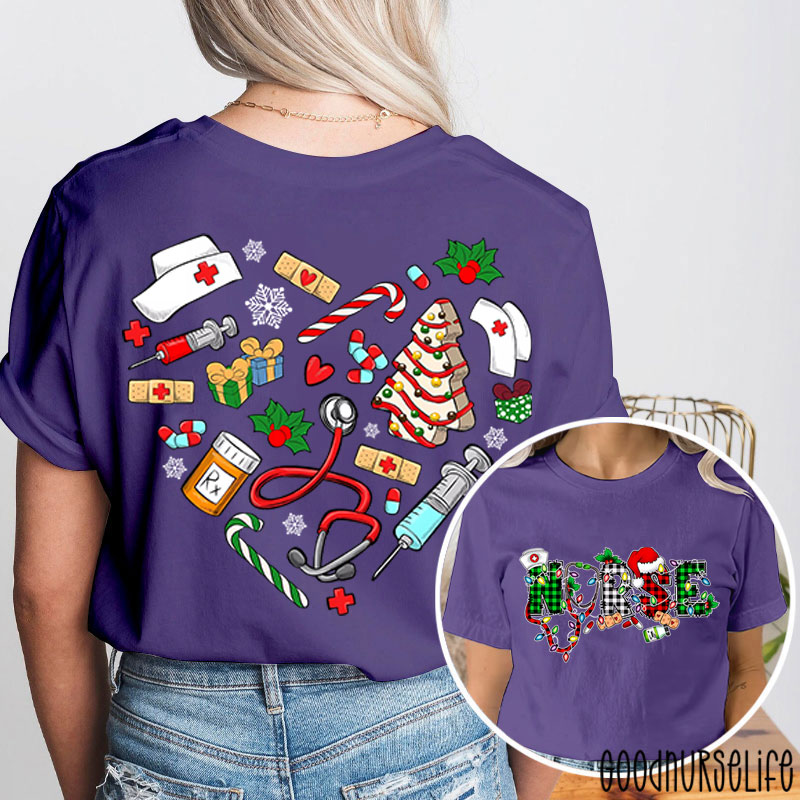 Merry Christmas Nurse Two Sided T-Shirt