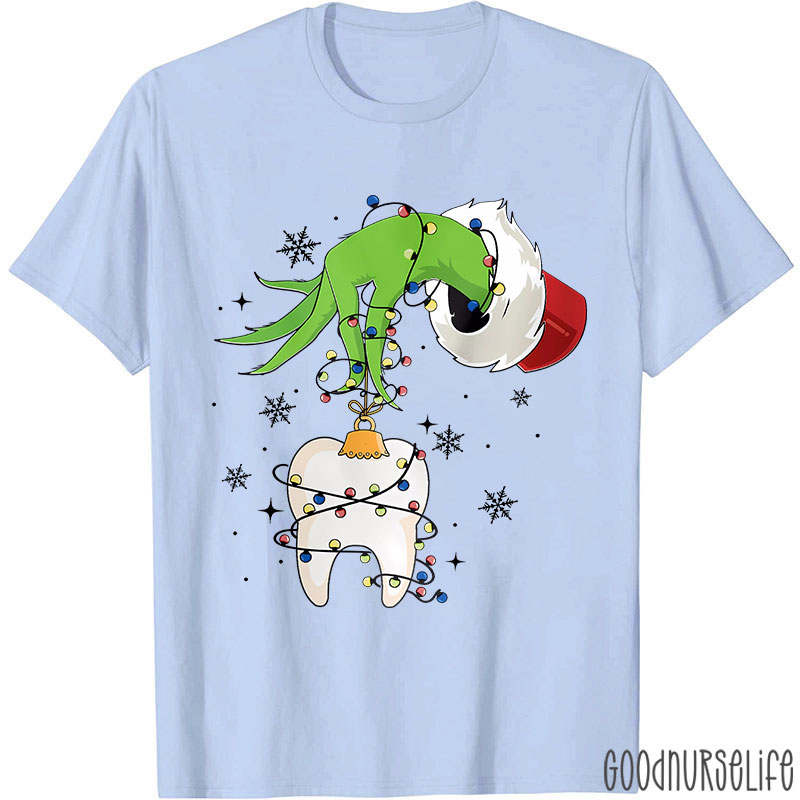 Funny Christmas Lights Tooth Nurse T-shirt
