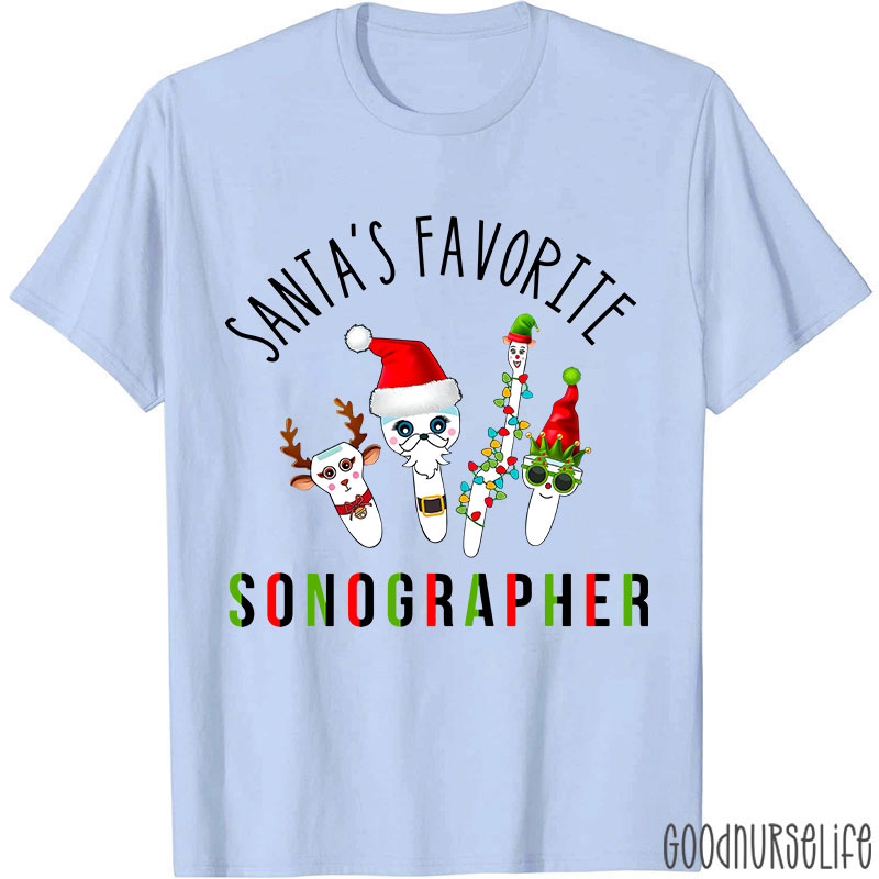 Santa's Favorite Sonographer Nurse T-shirt