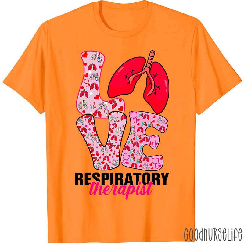 Valentine's Day Love Heart Respiratory Therapist Nurse T-shirt