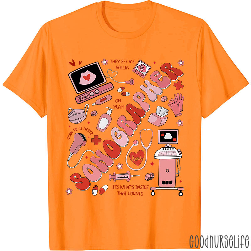 Valentine's Day Sonographer Ultrasound Tech Nurse T-Shirt