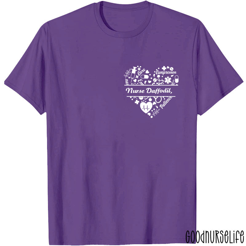 Personalized Name And Department Heart Gift For Nurse T-Shirt
