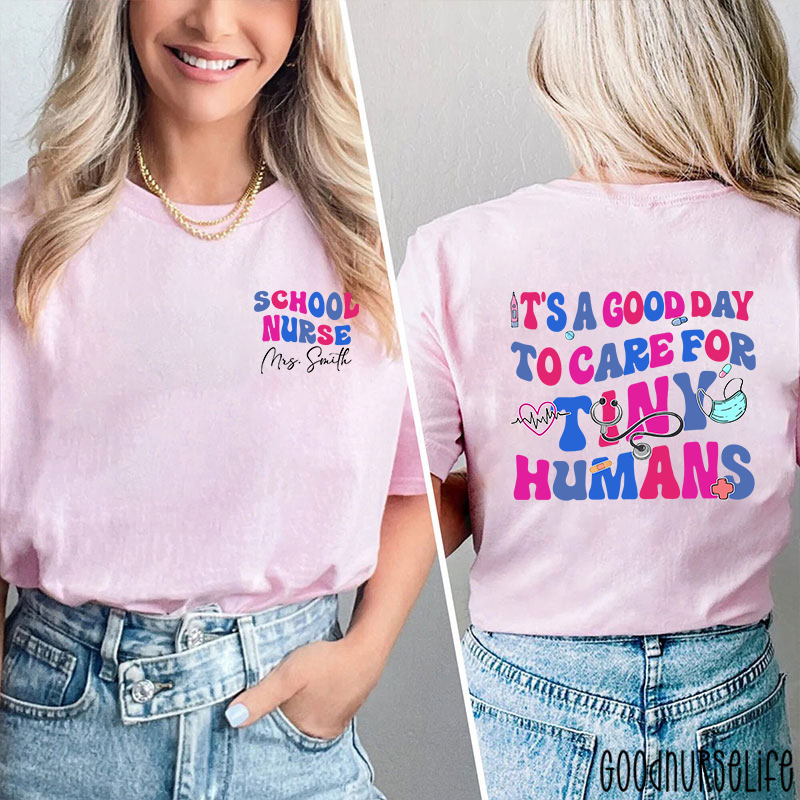 Personalized Name School Nurse Two Sided T-Shirt