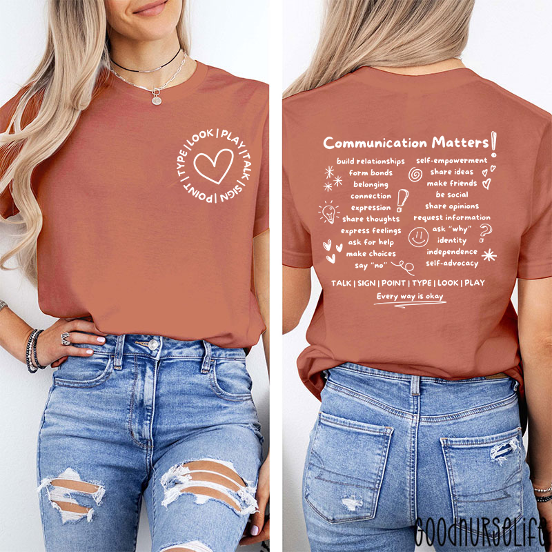 SLP Communication Matters Two Sided T-Shirt