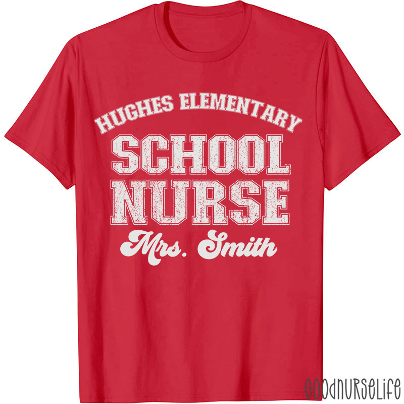 Personalized Retro Style School Nurse T-Shirt