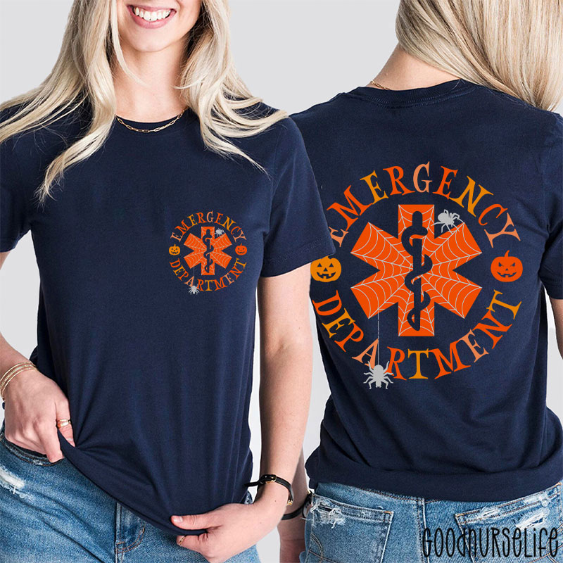 Spooky Season And Emergency Department Nurse Two Sided T-Shirt