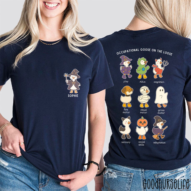 Halloween Silly Goose Cute Occupational Therapy Two Sided T-Shirt