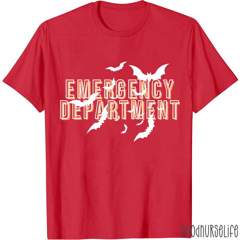 Halloween Bat Emergency Department Nurse T-Shirt