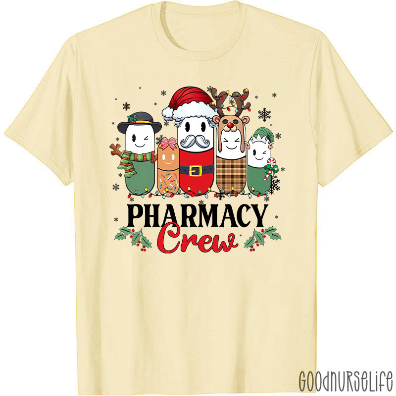 Christmas Pharmacy Crew Festive Pill Character T-Shirt