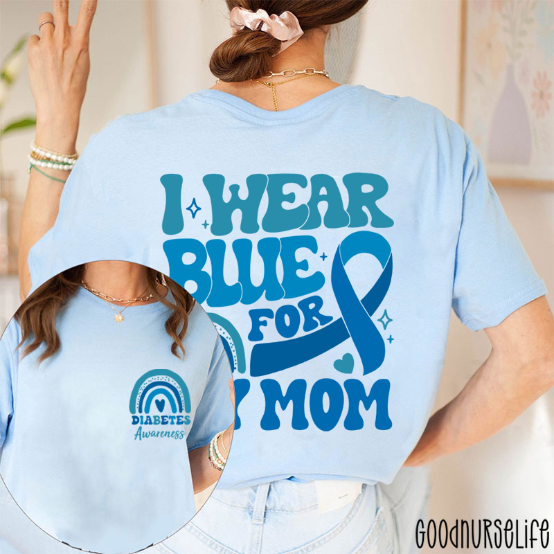 Personalized Diabetes Awareness Blue Rainbow Nurse Two Sided T-Shirt