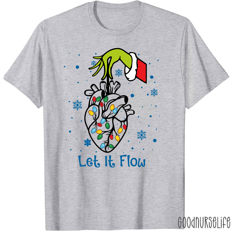 Cardiac Christmas Let It Flow Heart  Nurse T-Shirt