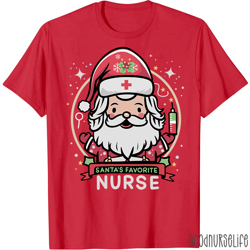 Santa's Favorite Nurse Christmas T-Shirt
