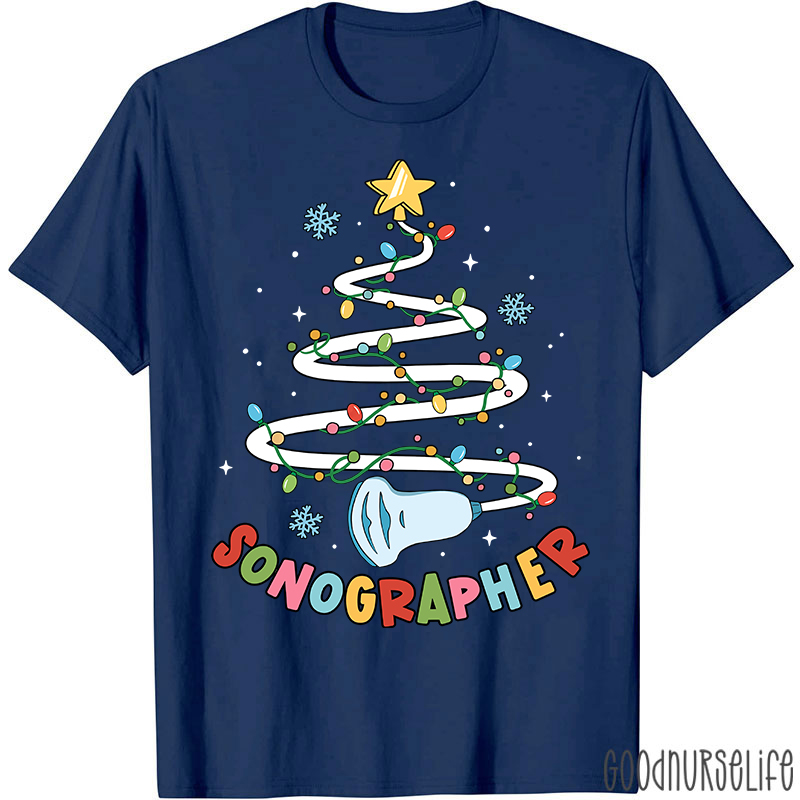 Sonographer Christmas Tree Nurse T-shirt