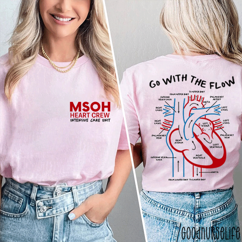 Personalized Cardiac Flow Diagram Nurse Two Sided T-Shirt