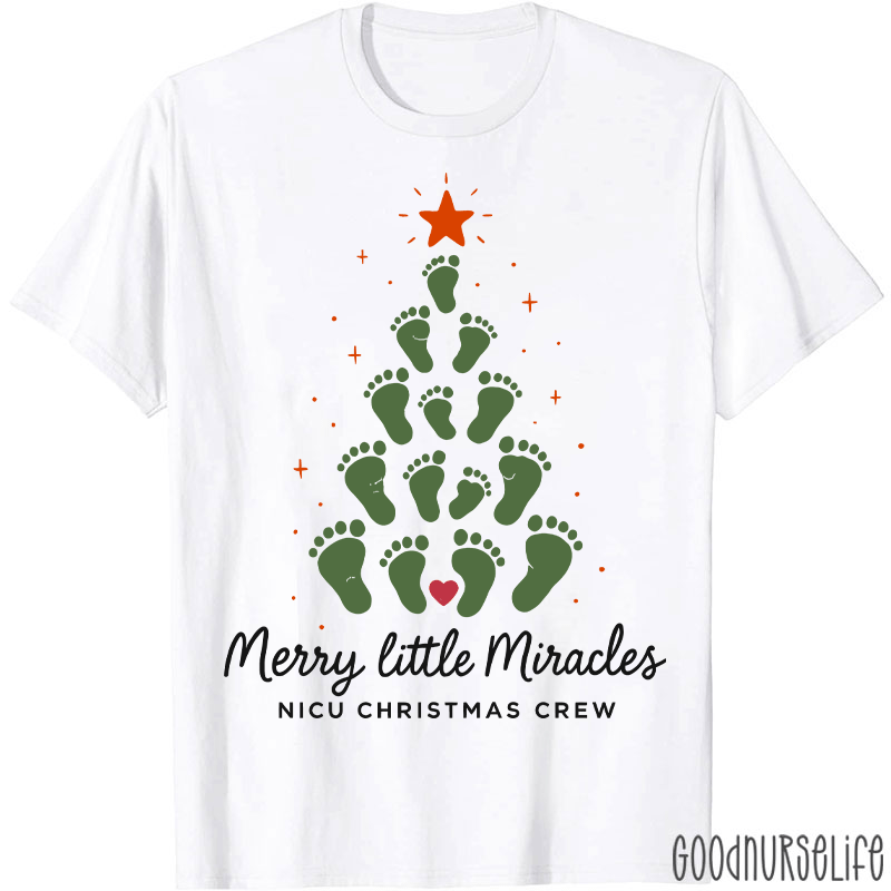 Merry Little Miracles Nicu Christmas Crew T-Shirt