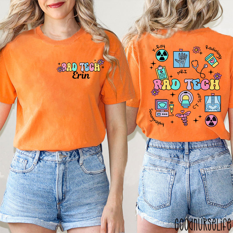 Personalized Radiology Tech Icon Radiology Two Sided T-Shirt