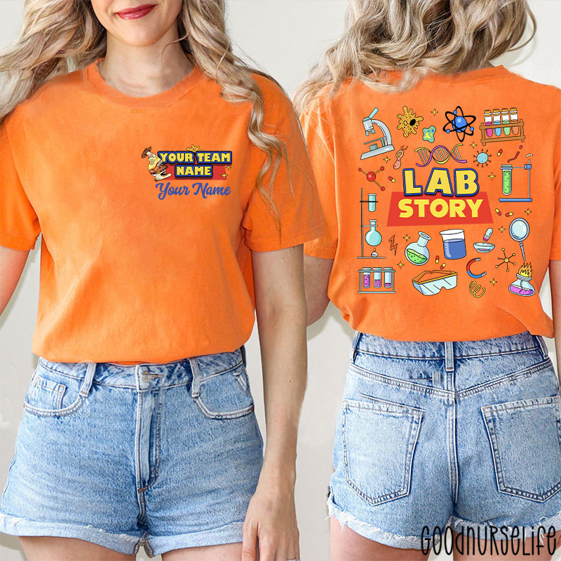 Personalized Name LAB Story Laboratory Stuffs Two Sided T-Shirt