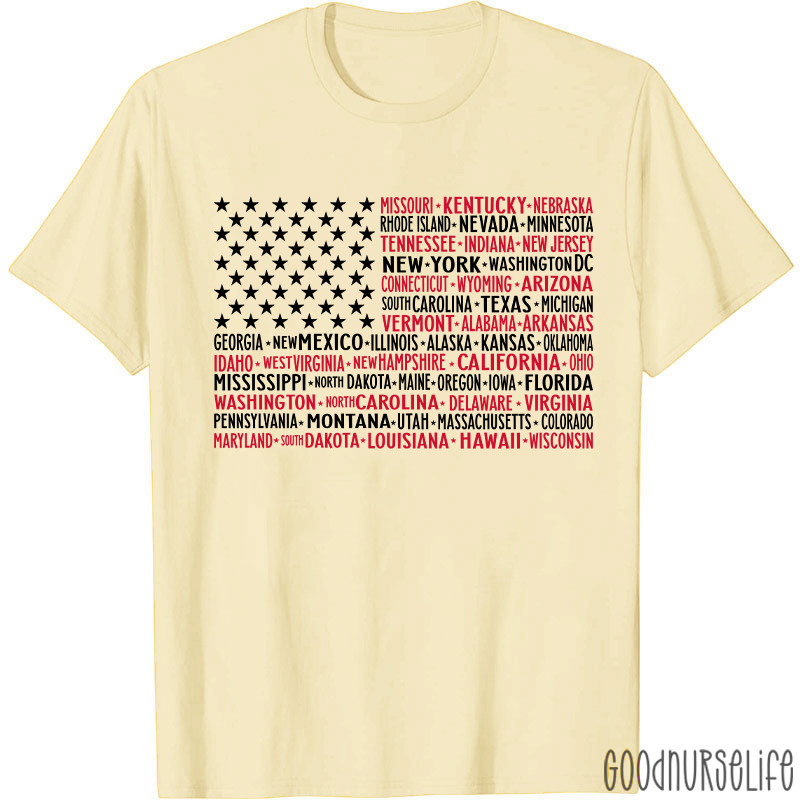 Vintage American Flag 4th Of July Nurse T-Shirt