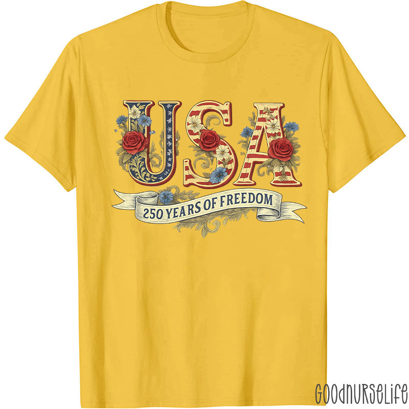 Usa 250 Years Of Freedom Nurse T-Shirt