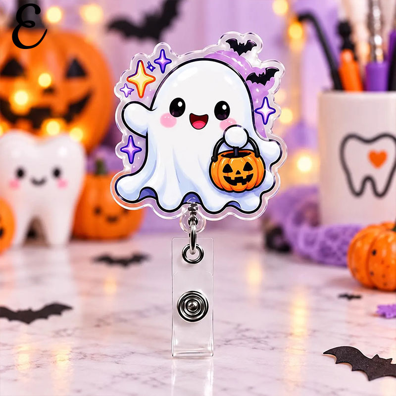 Halloween Vibe Teeth Badge Reel
