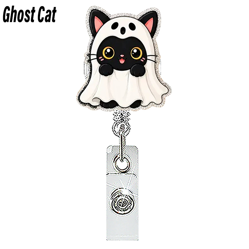 Halloween Cute Black Cat Nurse Badge Reel