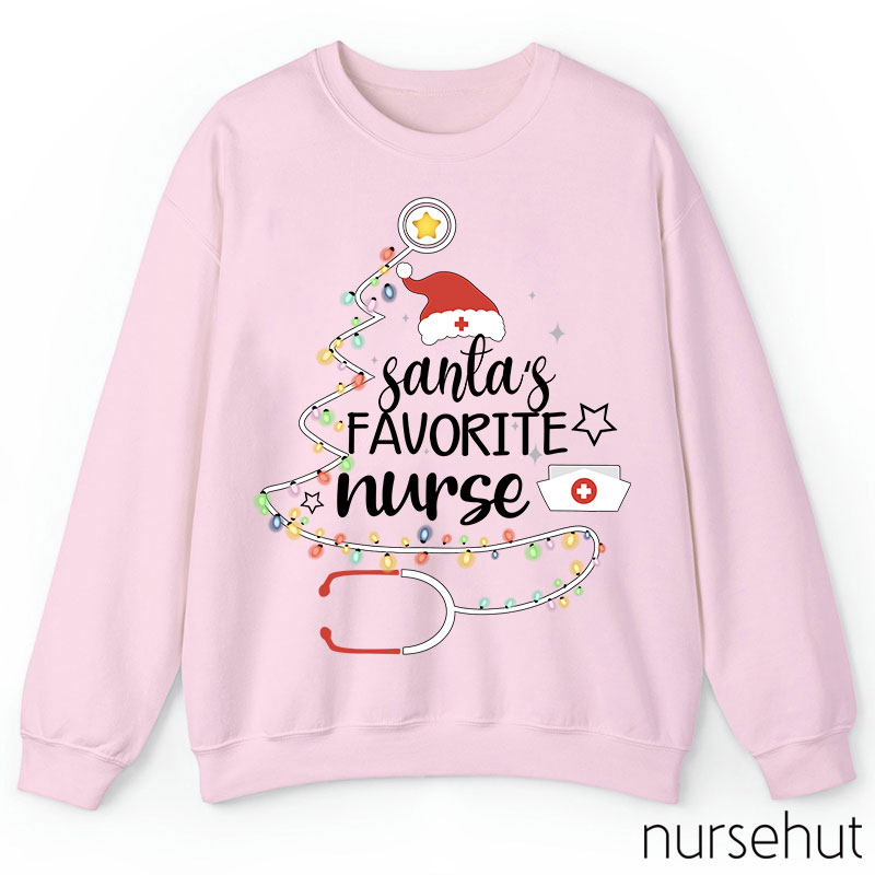 Santa's Favorite Nurse Colored Lights Nurse Sweatshirt