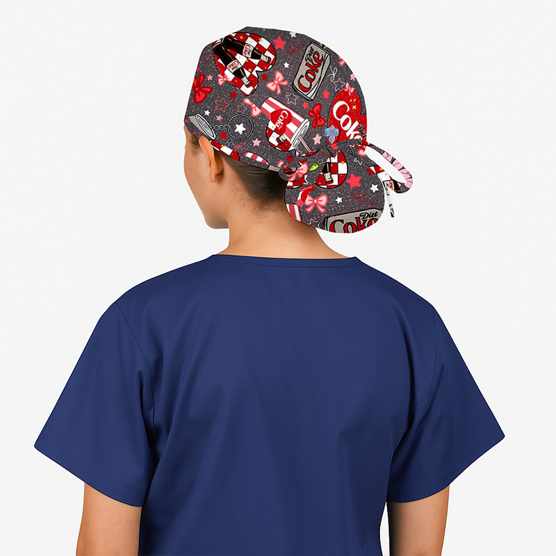 Soda Can Bow Star Glitter Nurse Scrub Cap