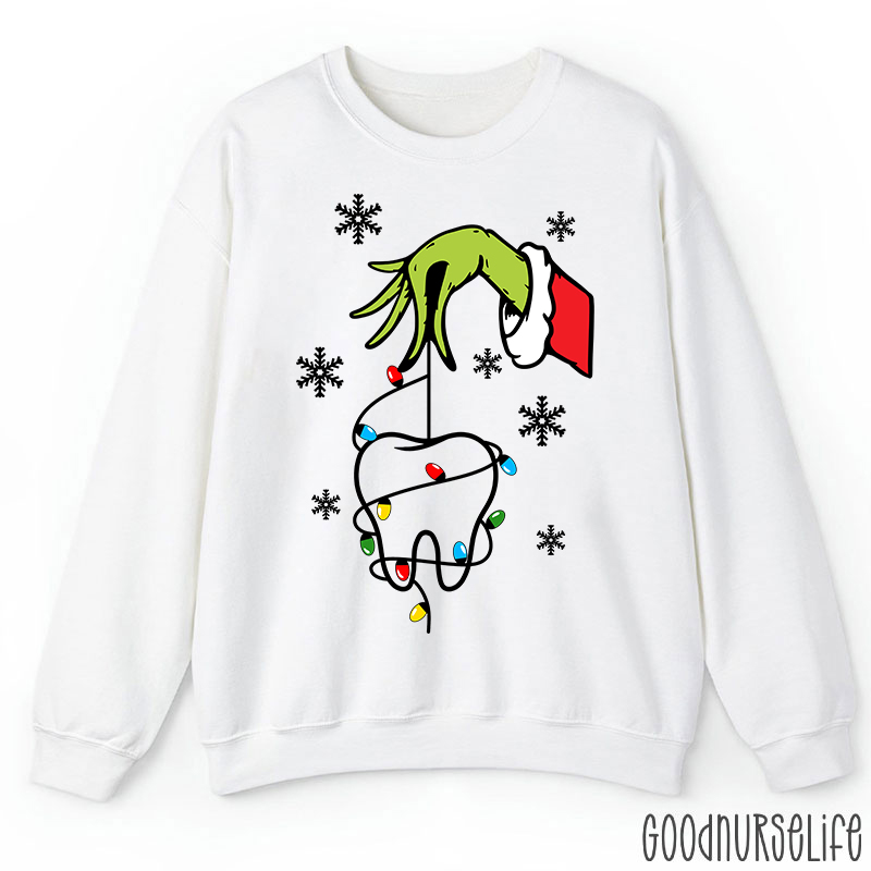 Santa Hand Holding A Tooth Take Care Of Your Teeth Sweatshirt
