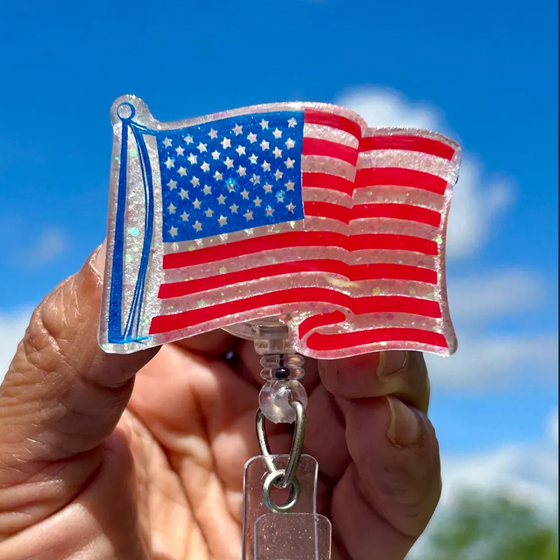 American Flag Nurse Badge Reel