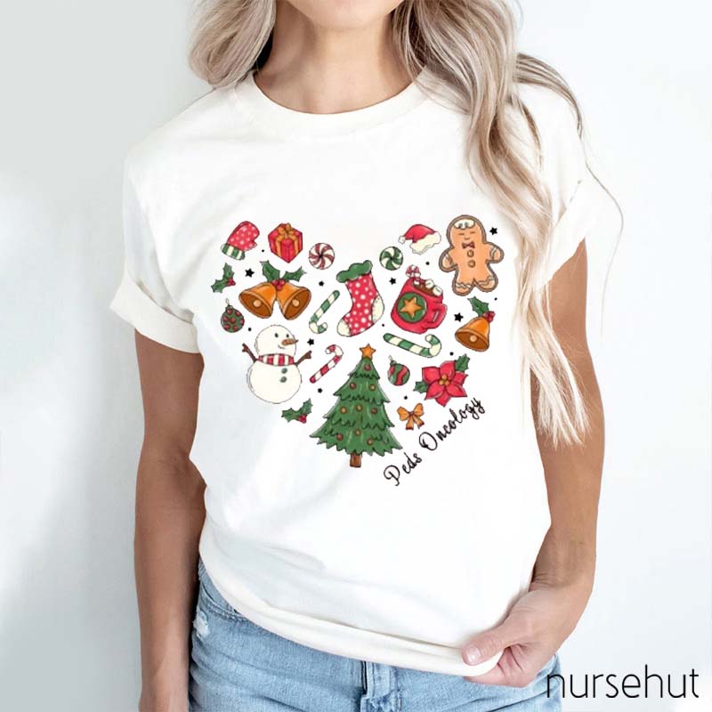 Personalized Christmas Heart Nurse T-Shirt