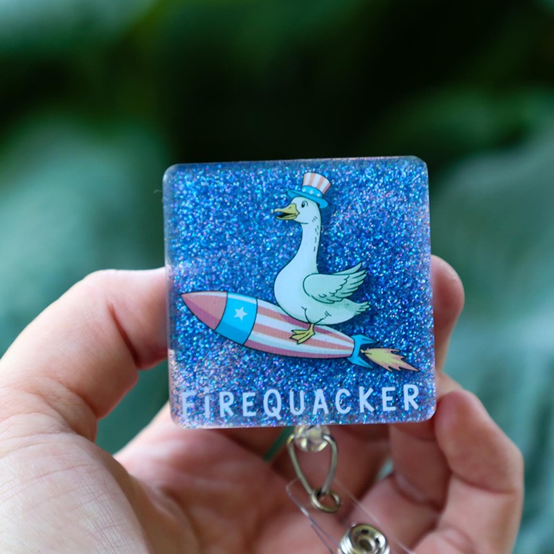 Patriotic Firequacker Nurse Badge Reel