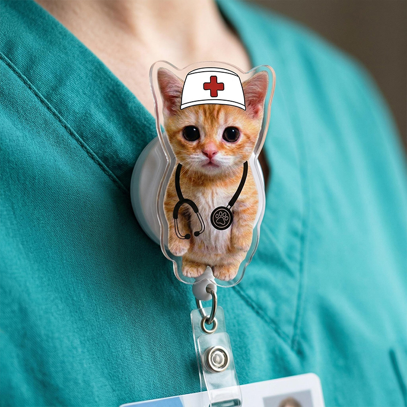 Funny Meme Cat Nurse Badge Reel