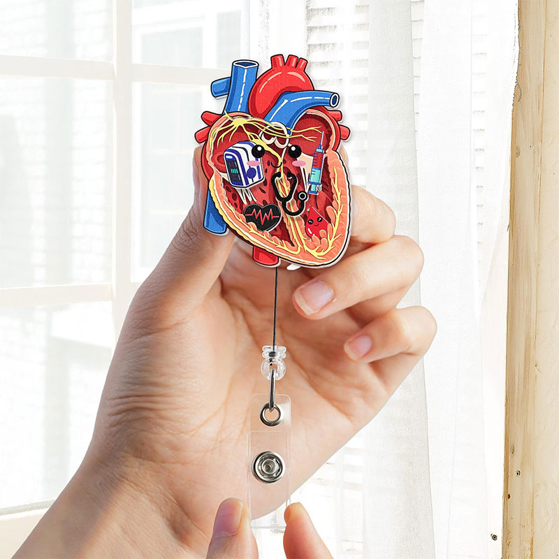 Cardiology Heart Nurse Shaker Badge Reel